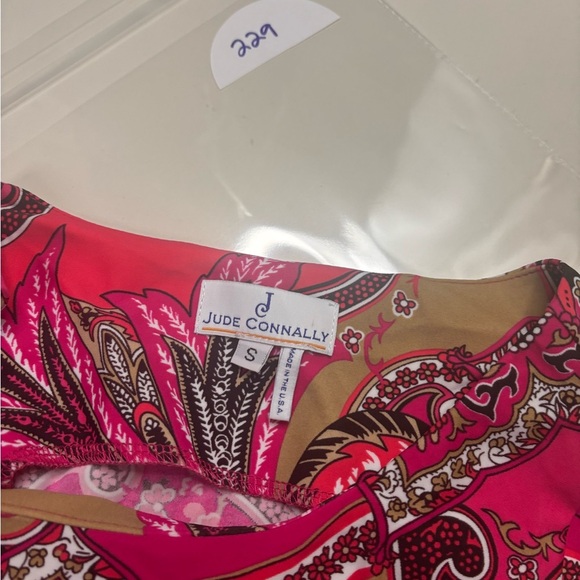 Jude Connally Sleeveless Pink Coral Paisley Print Jude Cloth Shift Dress Small - Picture 5 of 7